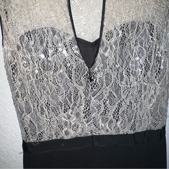 ERIN by Erin Fetherston lace sequined sleeveless maxi black dress - Picture 3 of 6